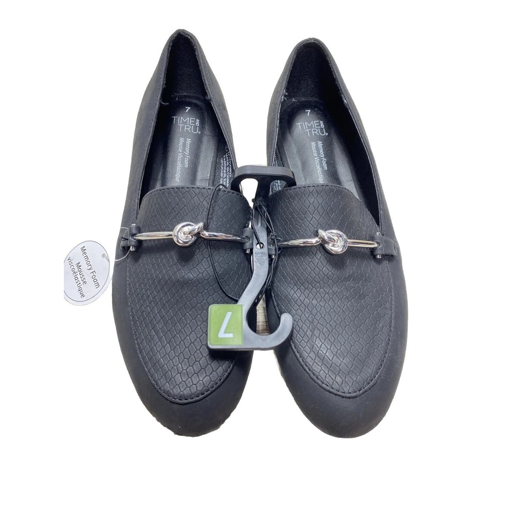 BRAND NEW Time and True Womens Black Dress Flats/ Shoes - Size 7 - Black Loafers